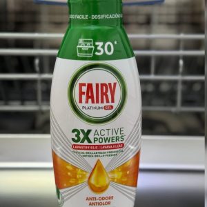 ژل ماشین ظرفشویی فیری پلاتینیوم رایحه لیمو و رتقال مدل اکتیو پاورز3x محصول ایتالیا