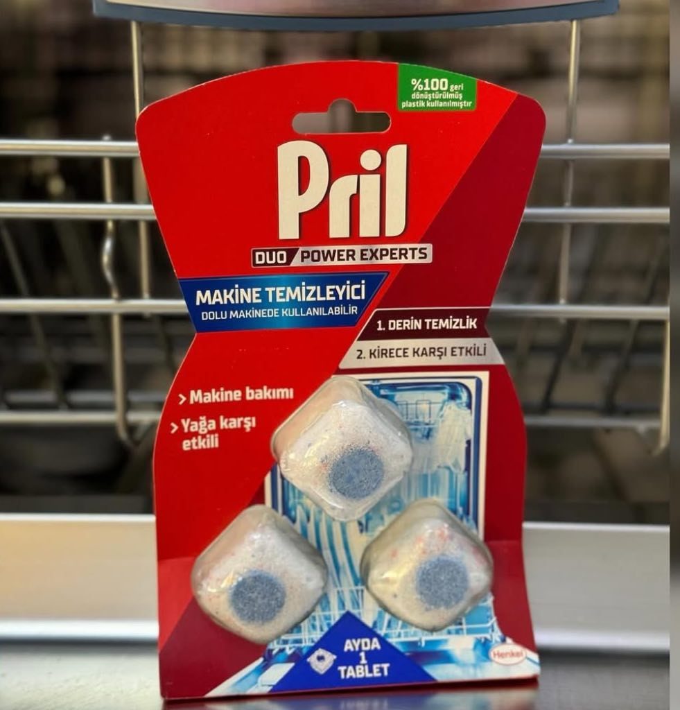 قرص جرمگیر ماشین ظرفشویی پریل pril محصول اتریش بسته سه تایی