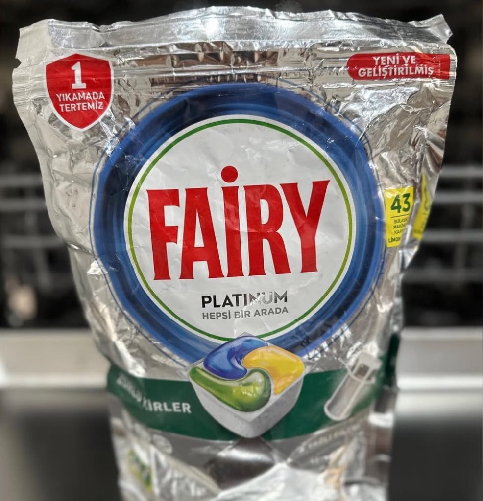 قرص ماشین ظرفشویی فیری پلاتینیوم بسته ٤٣ تایی تولید ۲۰۲۳ محصول ایتالیا سفارش ترك