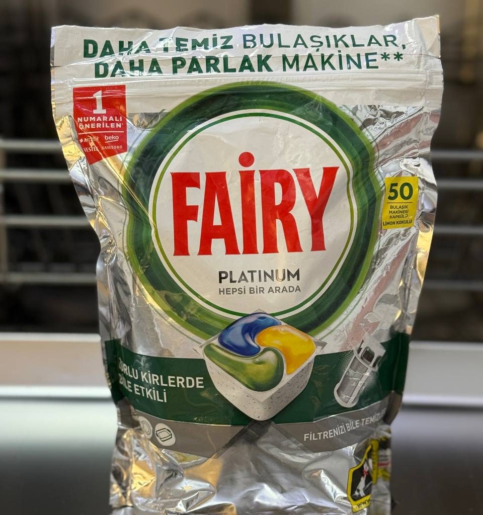 ⁨ ⁨ ⁨ قرص ماشین ظرفشویی فیری پلاتینیوم  بسته ۵۰ تایی اروپایی سفارش ترك