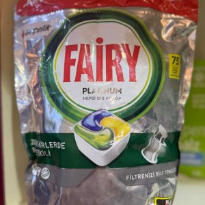 قرص ماشین ظرفشویی فیری پلاتینیوم بسته ۷۵ تایی تولید ۲۰۲۵ محصول اروپایی سفارش ترك